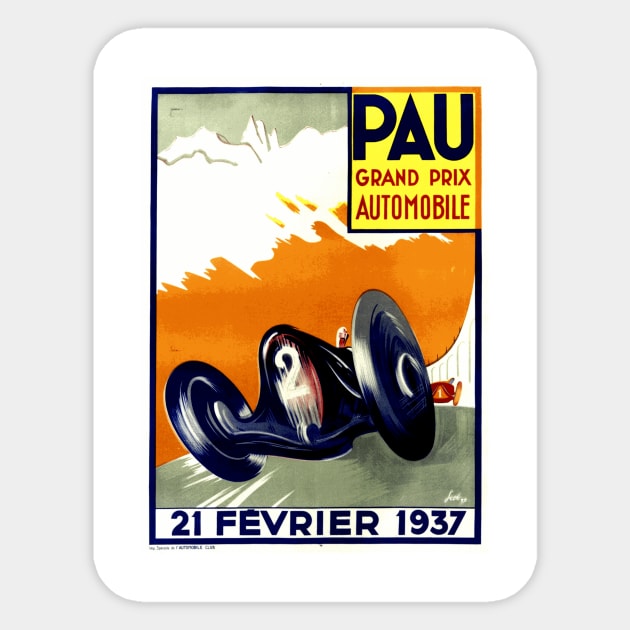 1937 French Grand Prix Poster Design Sticker by Naves